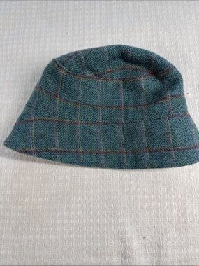 Donegal Design wool turquoise plaid bucket hat made in Ireland